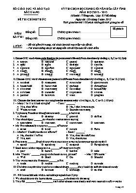 Đề thi chọn học sinh giỏi văn hóa cấp tỉnh môn Tiếng Anh 8 - Năm học 2012-2013 - Sở GD & ĐT Bắc Giang (Có đáp án)